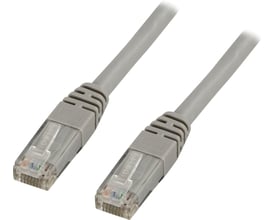 DELTACO Cat6 patchkabel på 25 meter i grå, halogenfri, med to RJ45-stik.