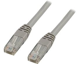 DELTACO U/UTP Cat6 patchkabel på 0,7 meter i grå med to RJ45-stik, perfekt til netværksinstallationer.