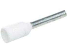 Elpress isoleret terminalrør i hvidt polypropylen med 6,0 mm fortinnet kobberkontaktflade til 0,75 mm² ledning.