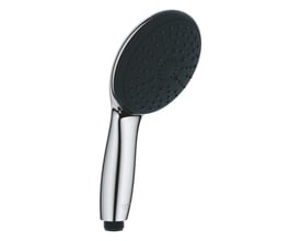 Grohe Vitalio Start 110 håndbruser med forkromet overflade og mørkegrå front, der viser dens 110mm hoved og ergonomiske greb.