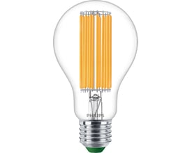 Philips Master E27 LED-pære med klar glas og synlige filamenter, 7,3W, 3000K.