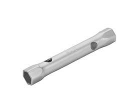 Bahco rørpipenøkkel 10x13 mm med sølvfarget overflate, sekskantender og hull til dreiepinne.