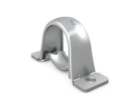 SKF P 40 lejehus i metal med en buet form og monteringshuller, står på hvid baggrund.
