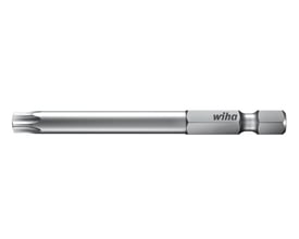 Wiha TORX T15 bits med 90 mm længde og 1/4" fatning, fremstillet i krom-vanadium-stål.