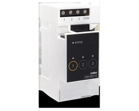 Niko digitalt potentialefrit inputmodul 550-00210 fra Home Control-serien med status-indikator og tre nummererede knapper.