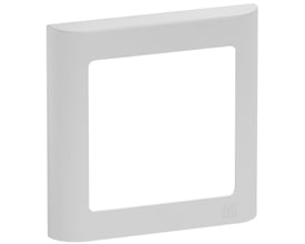 LK FUGA Soft 63 design ramme i hvid med antibakteriel overflade, 1 modul bredde, vist forfra.