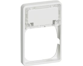 Hvid LK FUGA Baseline 50 ramme med tekstfelt og plads til 1 modul indsats.