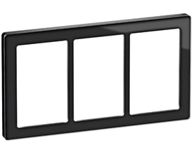 LK FUGA Pure vandret design ramme i sort finish til 3x1½ modul, med blank kant og poleret overflade.