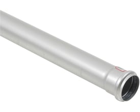 Blücher EuroPipe afløbsrør i rustfrit stål AISI 304 med 50 mm diameter og 150 mm længde, vist med muffe og prægningsmarkering.