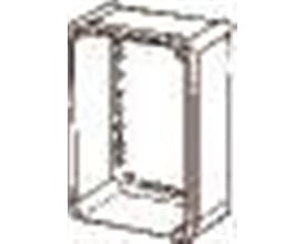 Isometrisk gengivelse af Fibox EK SOLID kassebund i grå polycarbonat, viser dens rektangulære form og interne forstærkninger.