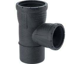 Geberit Silent-Pro grenrør med 87° vinkel og dimensionerne 90x50 mm, fremstillet i sort plast.