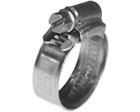 Nito ABA spændebånd i rustfrit stål, 12 mm bredde og justerbar diameter 26-38 mm, med synlig skrue og mærkning.