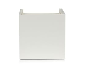 V-TAC firkantet LED udendørs væglampe i hvid aluminium med en bredde, højde og dybde på 100mm, vist på hvid baggrund.