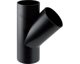 Geberit PEH grenrør i sort med 50 mm og 40 mm tilslutninger og en 45° vinkel.