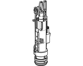 Strektegning av Geberit spylegarnityr type 212 for Omega 82 med vertikal plastmekanisme for 3/6-liters spyling.
