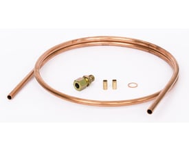 Danfoss impulsledning i kobber med 10 mm diameter og 1,5 meters længde, inkluderer G 1/4" nippel og klemringsforskruning.