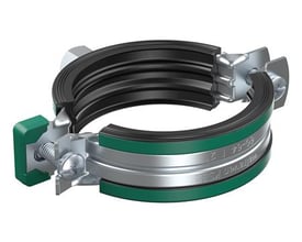 Rørbøjle KSB2 med quicklås, stål, elfz overflade, til rør Ø108-115mm med støjreducerende EPDM gummi.
