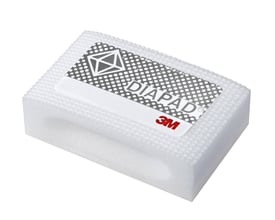 3M Håndklods 6200J i hvid, viser en ergonomisk slibeklods med "DIAPAD" og 3M logo på en hvid baggrund.
