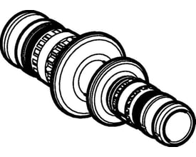 Tegning af Geberit Mepla samling preskobling, en reduktion fra 40mm til 26mm, lavet af PVDF materiale.