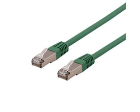 Deltaco S/FTP Cat6 patchkabel, 0,3 meter, grøn, med LSZH materiale og skærmede RJ45-stik.