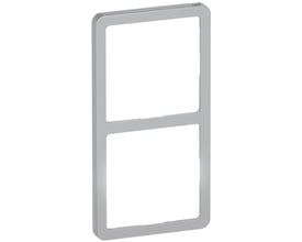 Lauritz Knudsen LK FUGA Slim designramme til 2 moduler i elegant sølvfinish, perfekt til moderne installationer.