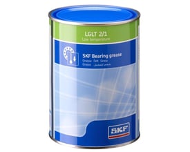 SKF LGLT 2 kuglelejefedt på 1 kg i dåse med blå låg, egnet til lave temperaturer og høje hastigheder.