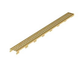 Blücher Vienna Line rist i messingfarvet rustfrit stål, 900 mm lang med et klassisk perforeret mønster og monteringsclips.