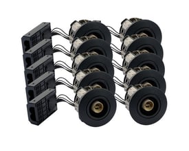 Sett med 10 svarte LEDlife Inno88-downlights med GU10-sokkel og koblingsbokser.