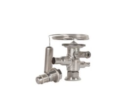 Danfoss TUA termostatisk ekspansionsventil med loddetilslutning og indvendig trykudligning, viser en isoleret komponent.