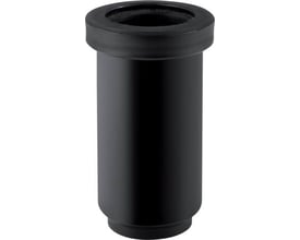 Geberit langmuffe i sort PEH med 56 mm diameter, designet til afløbsinstallationer og UV-bestandig.