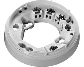 Orbis standardsokkel til detektor med dimensioner på 100 x 16 mm, hvid plast med skrueterminaler.