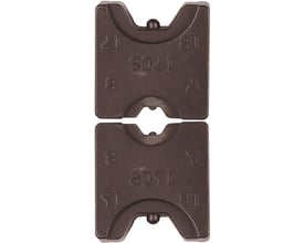 Elpress pressebakker TB8-17, en mørkebrun pakke med to pressebakker til sekskantpresning af kobberforbindelser, der håndterer 10 mm² og 70 mm².