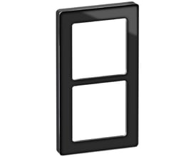 Lauritz Knudsen FUGA Pure designramme i sort til 2 moduler, der viser to udskæringer til afbrydere eller stikkontakter.