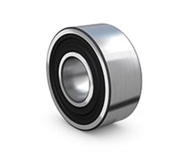 SKF 2307 sfærisk kugleleje med E-2RS1TN9 specifikation, fremstillet af rustfrit stål med sorte gummitætninger.