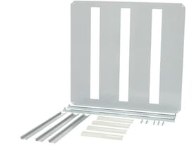 Fibox DIN-ramme sæt med 3 x 22 moduler, fremstillet af metal og designet til 500x500 mm kabinetter, inklusiv monteringsskinner og skruer.