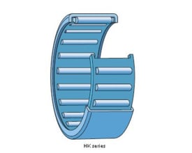 SKF nåleleje HK 0810, en illustrativ tegning der viser lejets konstruktion med nåle og en ydre ring.