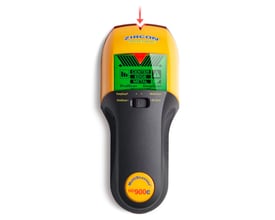 Elma Instruments Zircon Multiscanner HD900C, et gult og sort søgeværktøj med digitalt display, der viser center finding og metalscan.