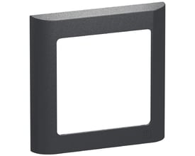 LK FUGA Soft 63 designramme i koksgrå, 1 modul, med blødt afrundede kanter og en lille "LK" logo indgraveret i nederste højre hjørne.