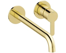 Damixa Silhouet indbygnings armatur i poleret messing med 250 mm tud og etgrebs betjening på vægmontering.