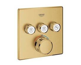 Grohe Grohtherm SmartControl termostatbatteri i messing børstet finish med 158mm firkantet plade og 3 betjeningsknapper.