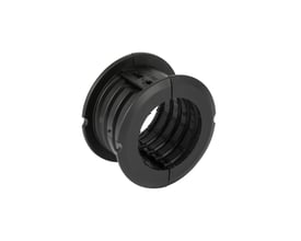 Geberit Mepla rørbærerindlæg i sort plast med en diameter på 63 mm, designet til stabil rørinstallation.