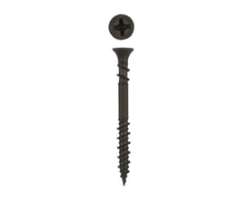 Primax gipsskrue med PH 2 kærv og sort fosfateret overflade, 41 mm lang og 3,9 mm tyk, med trompethoved og selvskærende dobbelt gevind.