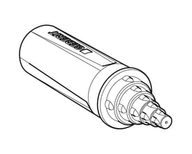 Geberit FlowFit kalibreringsværktøj til 16-40 mm systemrør, vist som en skitse i sort og hvid.