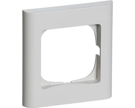 LK FUGA Softline 68 ramme i lysegrå, 1 modul bredde og højde, med afrundede kanter og en firkantet udskæring i midten.