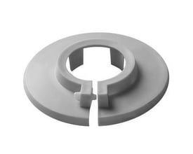 Grå 2-delt plastroset til 1/2" rør, med en ydre diameter på 60 mm, monteret på hvid baggrund.