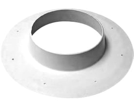 Bjørn Hammer hvid roset med krave til 75 mm rør, fremstillet i plast med en udvendig diameter på 150 mm.