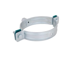 Walraven HD500 tung rørbøyle for rør på 192-202 mm, sett skrått med de to boltene og den grønne innsatsen synlig.