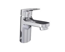 Svedbergs Tron håndvaskarmatur i krom med 1-grebs betjening og blank overflade, isoleret på hvid baggrund.