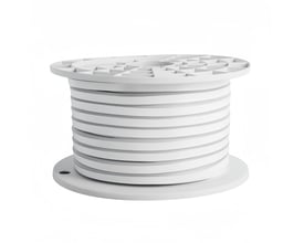 En hel rulle af LEDlife CLIP-ON Neon Flex LED strip i neutral hvid, præsenteret på en hvid spole med målene 8x16mm.
