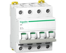Schneider Electric iSW lastafbryder, 4-polet, 40A, 415V AC, hvid, isolationsbryder med tydelige ON/OFF mærkninger.